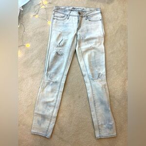 Martin+Osa White Blue Ripped Off Skinny Jeans
